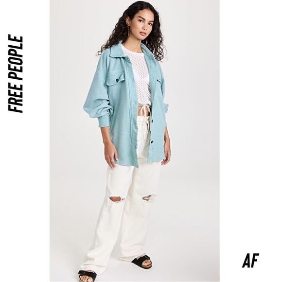 FREE PEOPLE RUBY JACKET IN HAWAIIAN BLUE NEW LARGE - Picture 1 of 7
